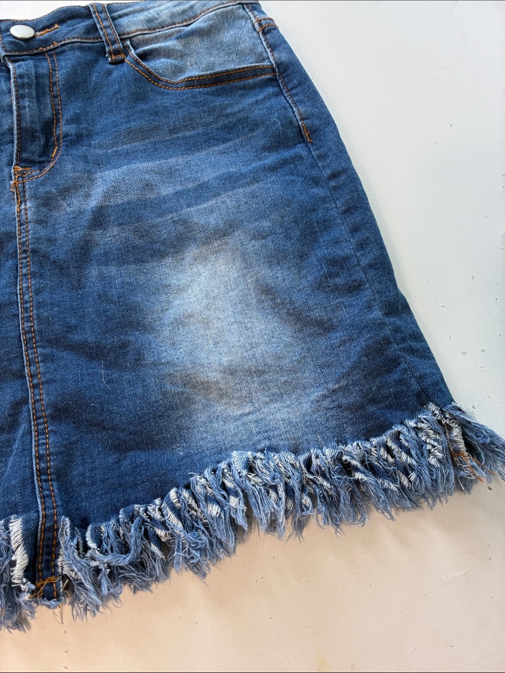 Wax Jeans Small Fringe Medium Waist Denim Jean Skirt - Picture 3 of 5